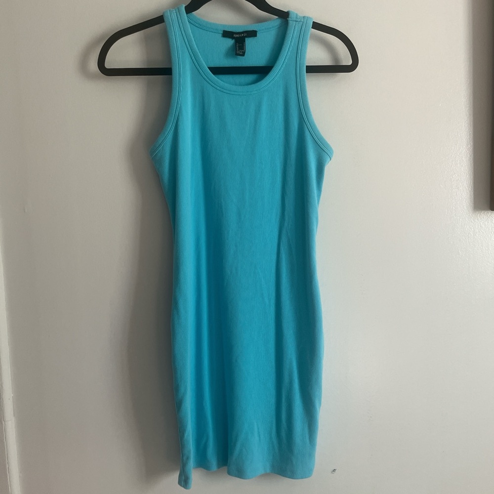 Forever 21 Aqua Ribbed Tank Top